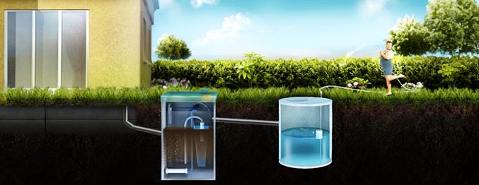 Отвод очищенной воды в накопительный резервуар для повторного использования